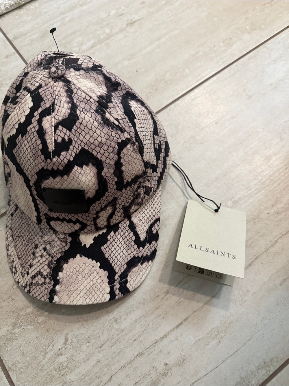 AllSaints Branded Cream taupe baseball cap ..nwt ..black logo tag